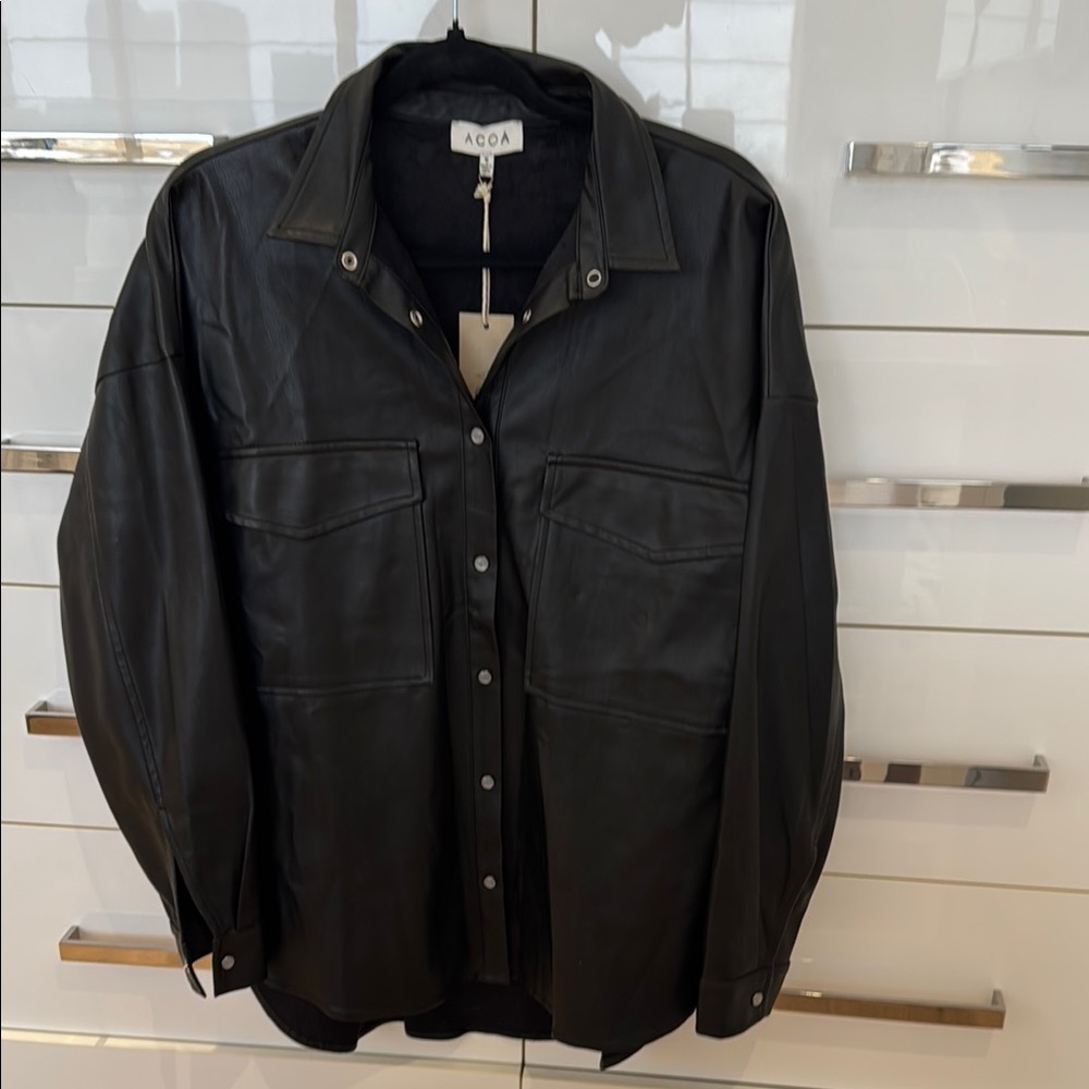 ACOA Black Leather Jacket for Women
